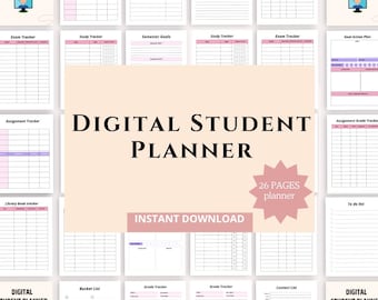Digital Student Planner: Academic Study & Homework Tracker (PDF Printable)