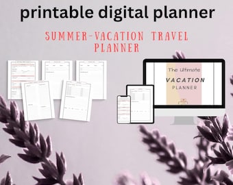 Planificateur de voyage pour les vacances d'été, suivi du budget, liste de contrôle pour vos bagages (téléchargement PDF)