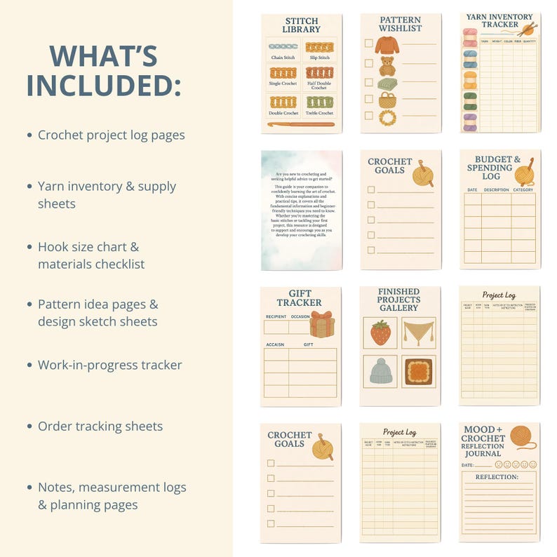 Crochet Project Planner, Yarn Inventory Tracker (printable) - Etsy