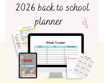 2026 Academic Planner, Student Study Tracker, Homework Organizer (PDF Download)