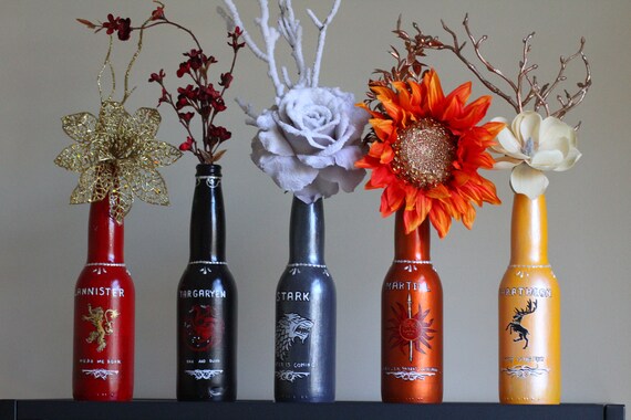 Hand Painted Game Of Thrones Recycled Bottle Decorations Etsy