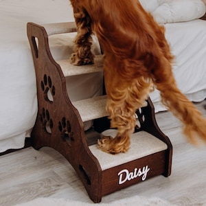 Tapijt hondentrap 19&quot; - 4 treden voor huisdieren - houten honden-/katmeubels