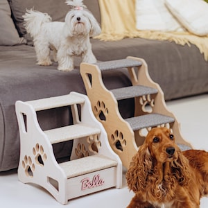 Wooden Dog Stairs for Bed - Pet Steps for Couch - Small Dog Furniture - Puppy Stairs - Pet Accessories