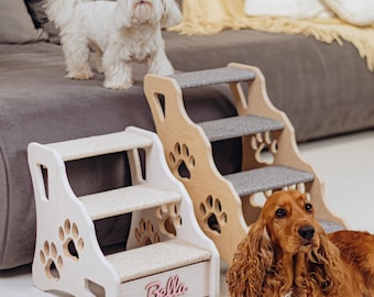 Wooden Dog Stairs for Bed - Pet Steps for Couch - Small Dog Furniture - Puppy Stairs - Pet Accessories