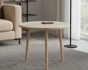 Mesa lateral moderna em madeira de bétula, mesa de cabeceira redonda