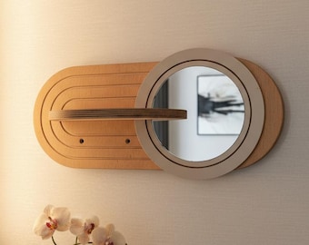 Prateleira de madeira com espelho: Organizador nórdico para parede