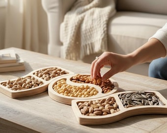 Conjunto de 3 Tigelas de Madeira para Aperitivos, Tigelas Naturais para Servir em Salas de Jantar e Decorações de Mesa