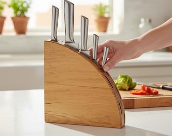 Suporte de madeira para 10 facas, organizador de cozinha moderno