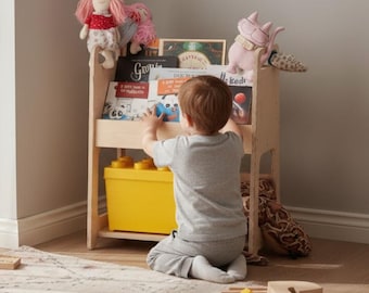 Estante Montessori – Estante de madeira e armazenamento de brinquedos para quarto infantil e berçário