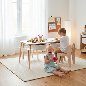Toddler Activity Table with Chair, Montessori Play Furniture, Sensory Table for Kids