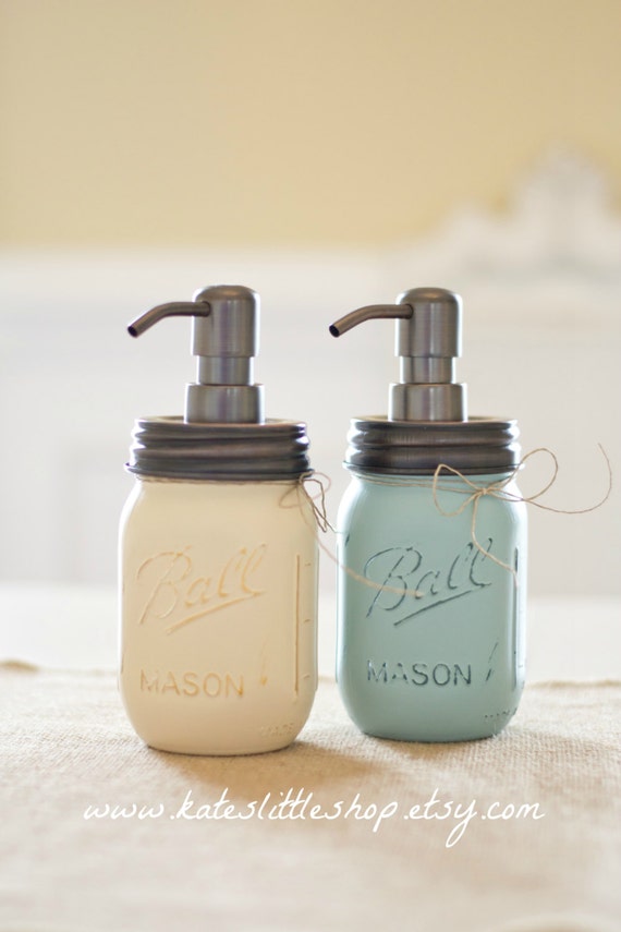 Items similar to Mason Jar Soap Dispenser. Painted Mason Jars. Mason