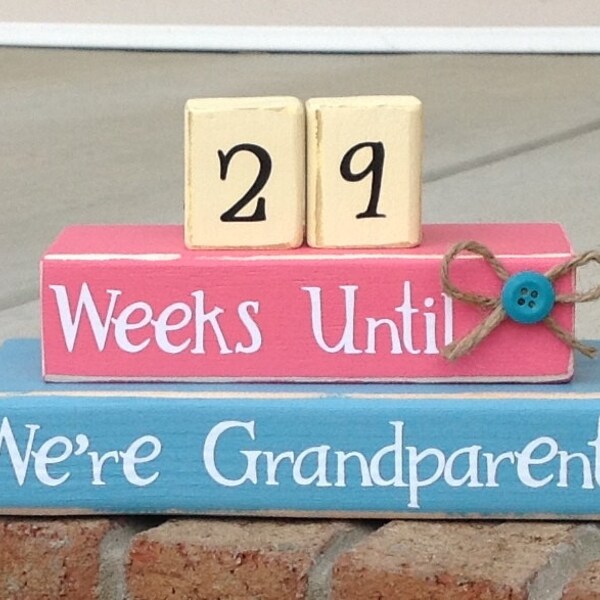 Countdown. Pregnancy Countdown. Aqua and Pink.  Weeks Until We're Grandparents. Maternity Countdown. Countdown. Pregnancy Gift. Baby Shower.