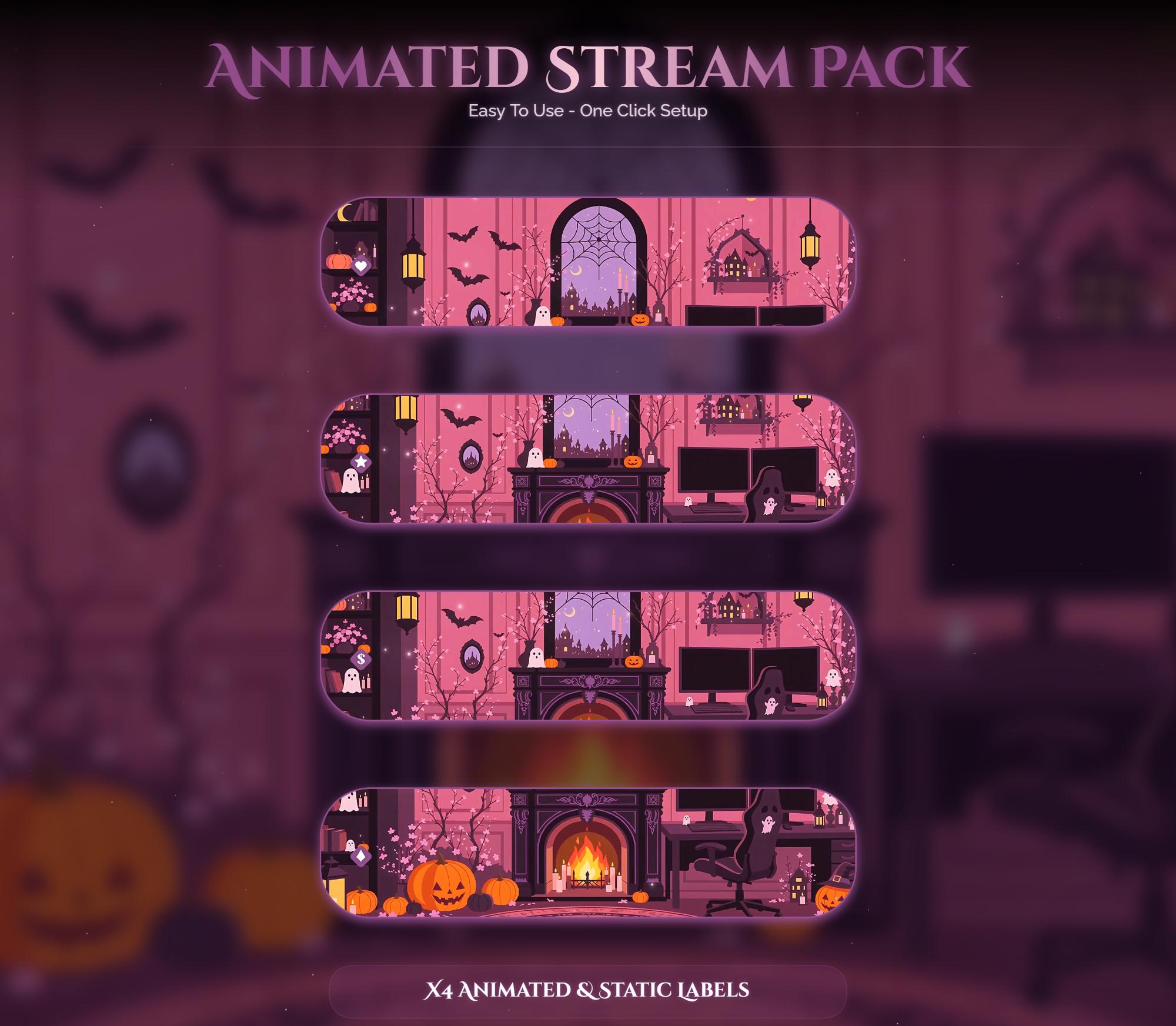 Spooky Animated Halloween Cat Room Twitch Full Stream Pack — preview photo 9