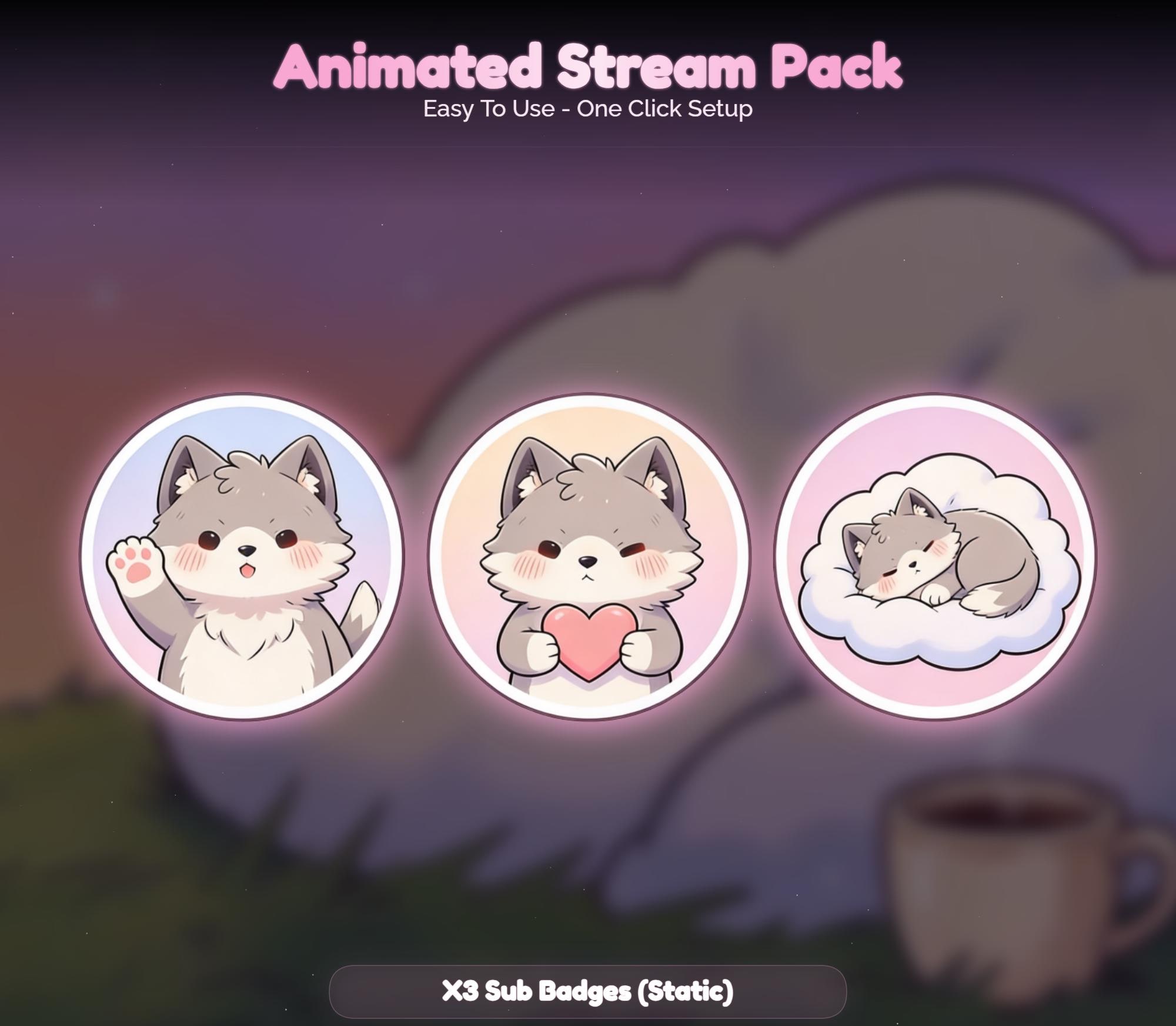 Lofi Sunset Wolf Overlay Animated Stream Package: Cozy — preview photo 9