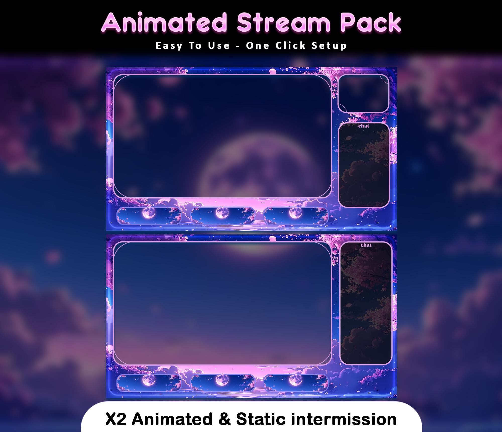 Sakura Moon Animated Stream Pack — preview photo 3