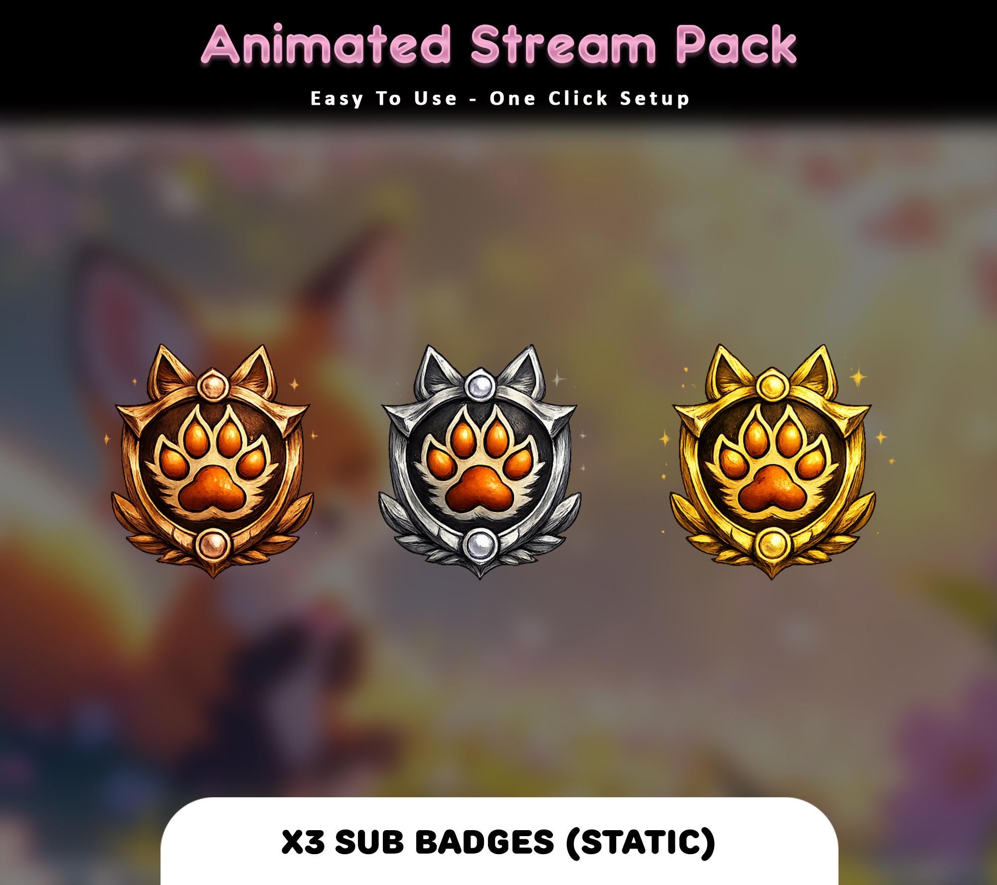 Blossom Fox Animated Stream Overlay Pack — preview photo 9