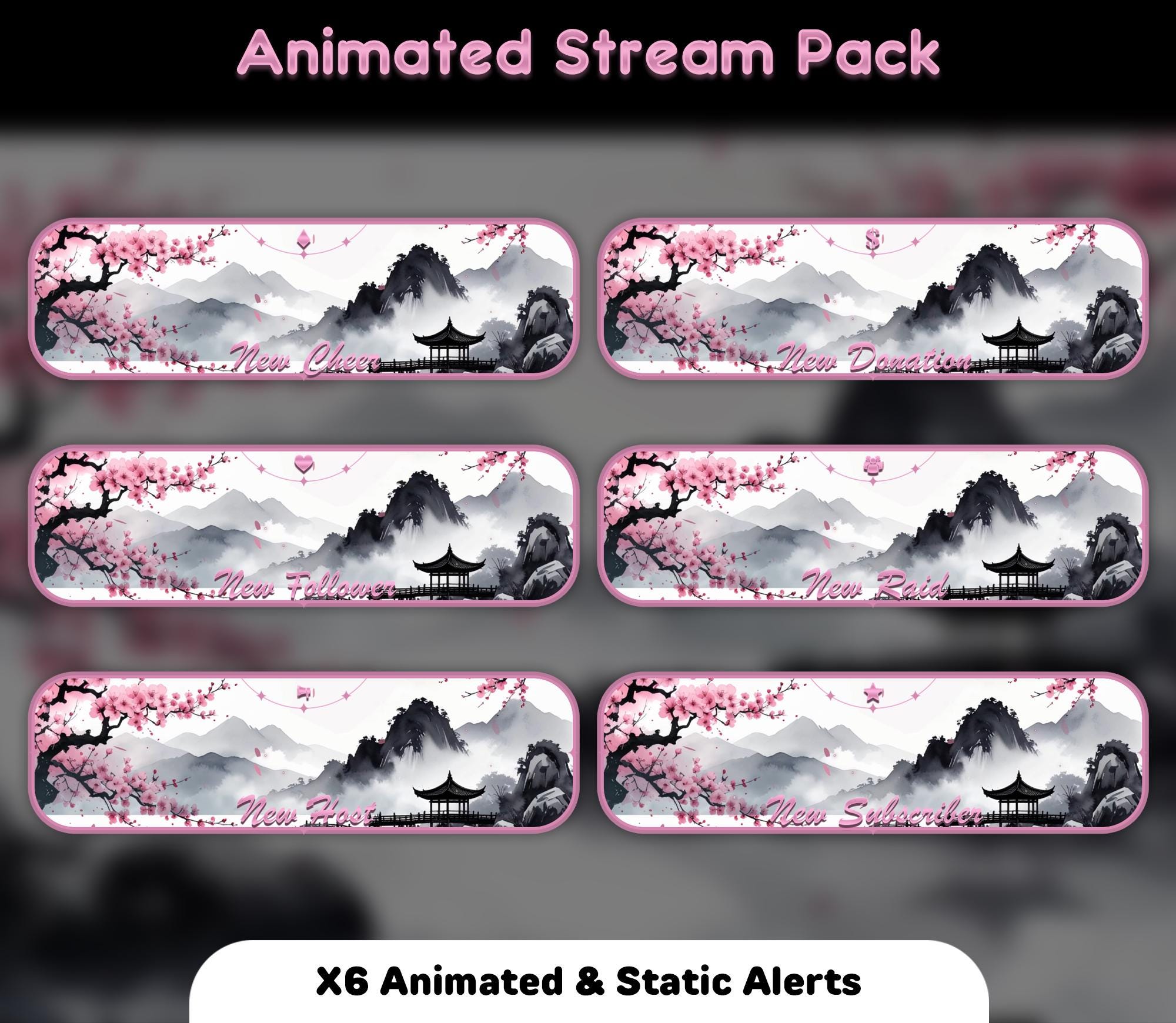 Animated Cherry Blossom Stream Overlay Package — preview photo 5