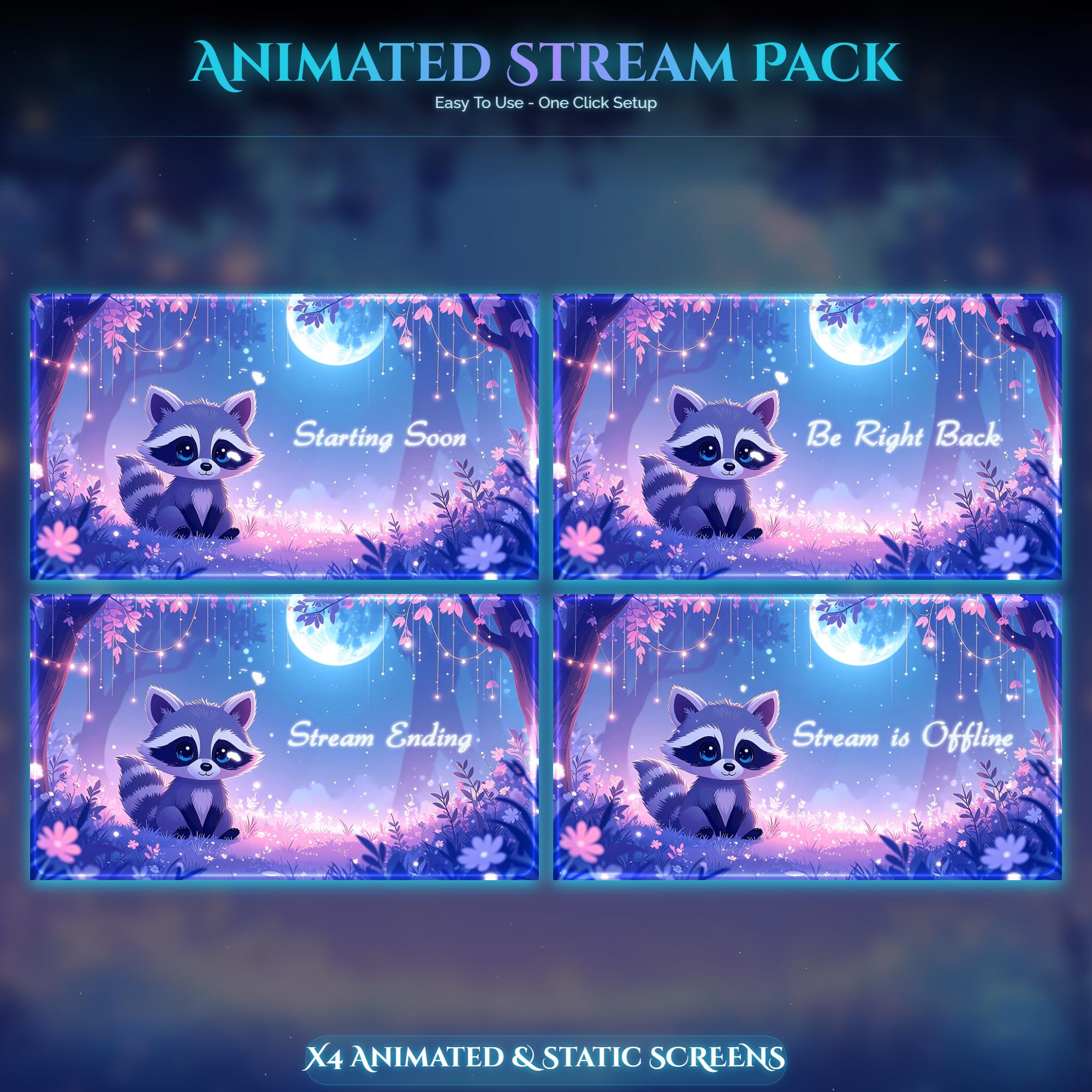 Raccoon Forest Magic Animated Stream Package — preview photo 2