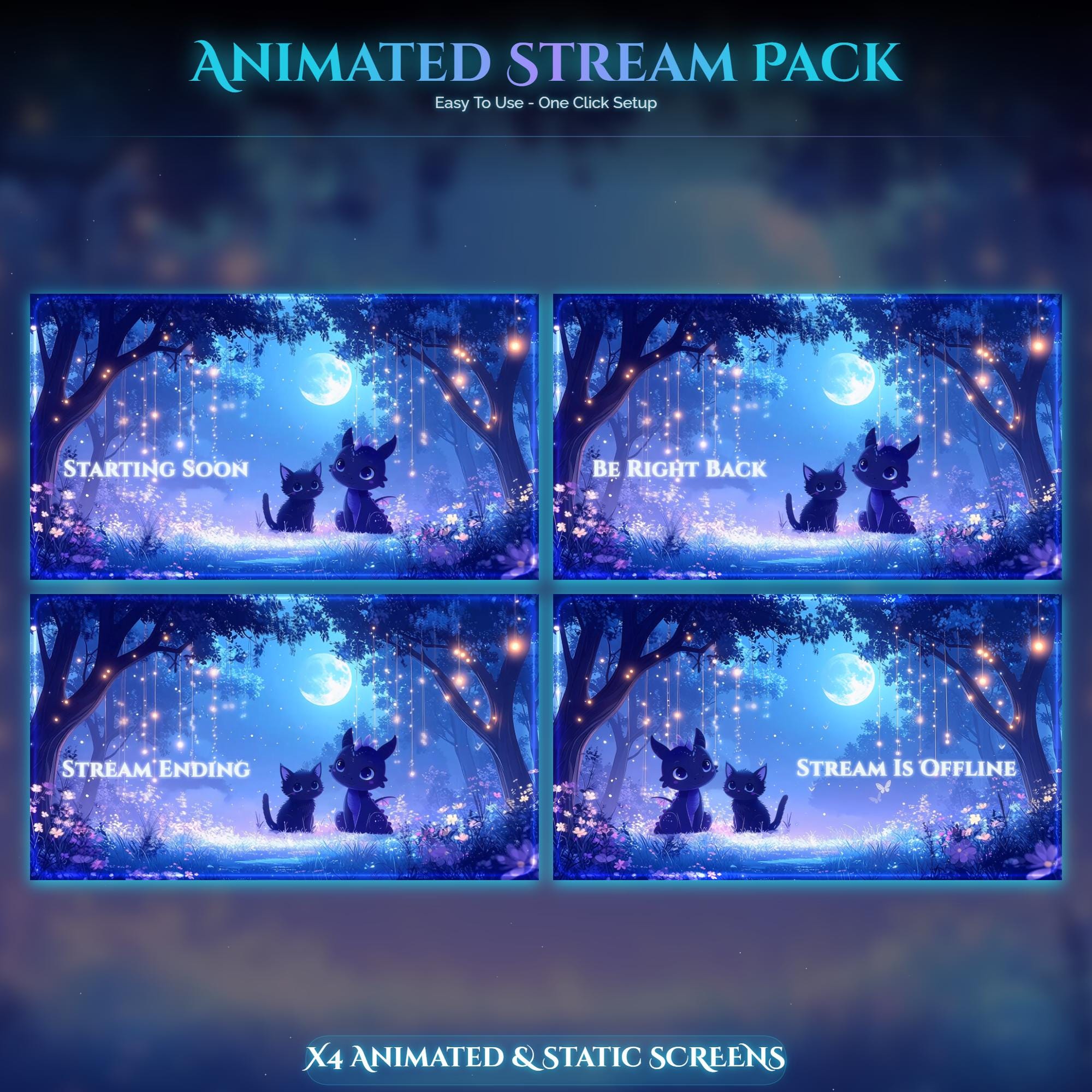 Starry Forest Dragon Overlay Animated Stream Package: Twitch Overlay, YouTube, Kick — preview photo 2
