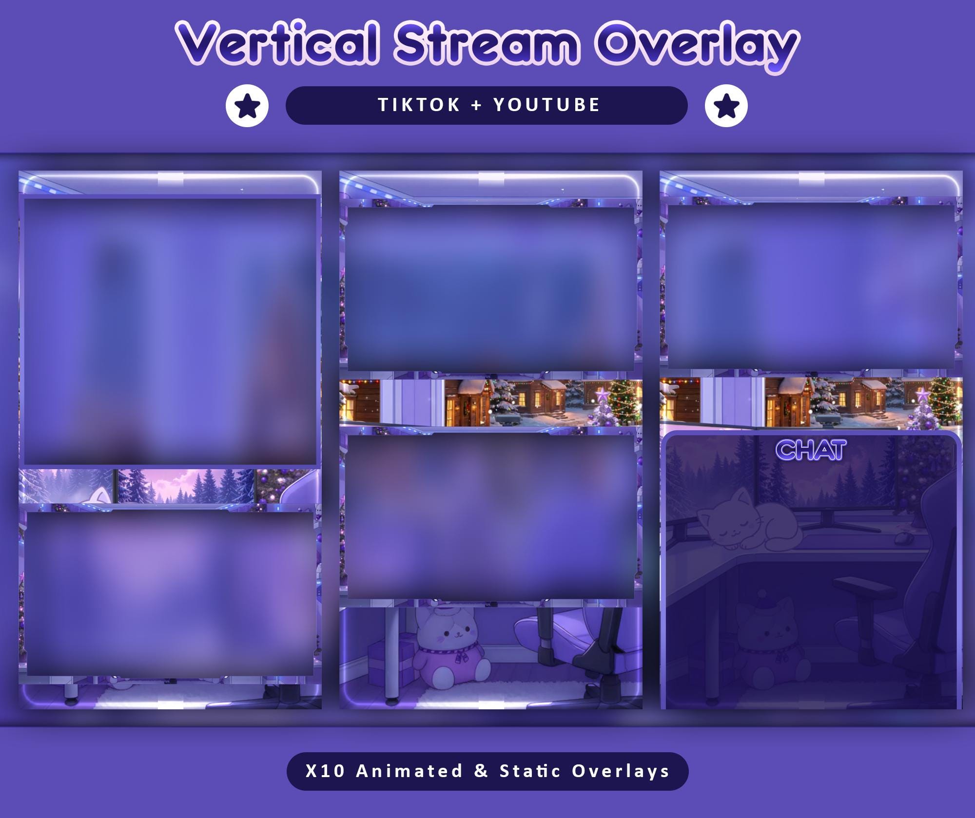 Cozy Christmas Cat Animated TikTok Stream Overlay Package (Digital Download) — preview photo 4