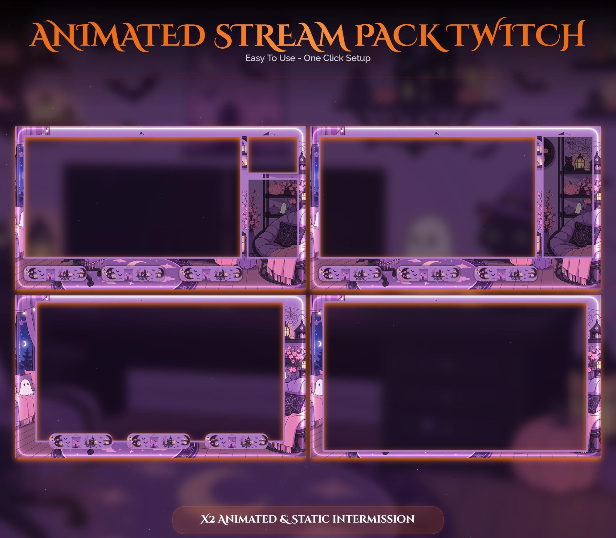 Animated Halloween Twitch Overlay Pack — preview photo 3