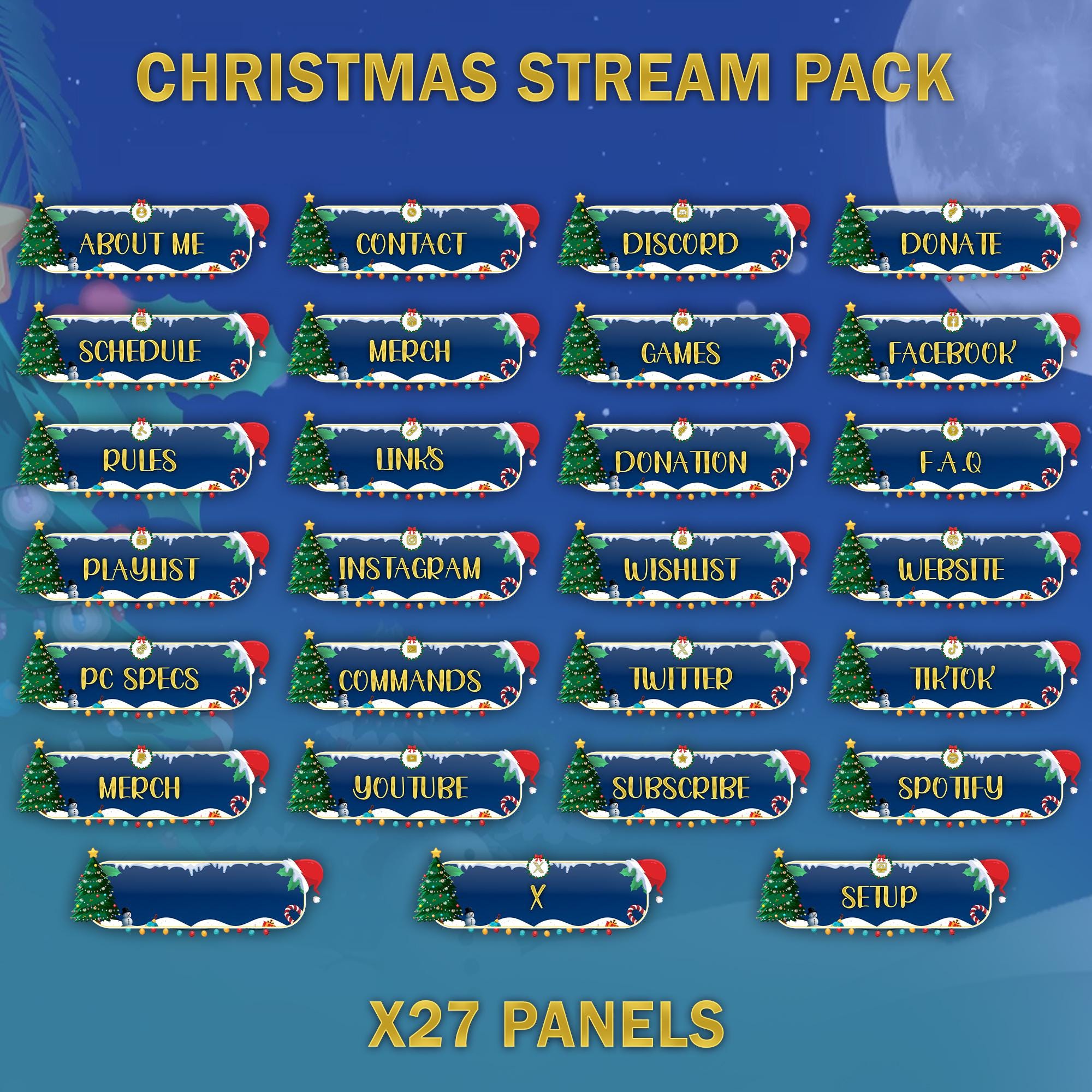 Christmas Animated Stream Package: For Twitch Overlay, YouTube, Kick, Facecam, Alerts, Christmas Overlays — preview photo 3
