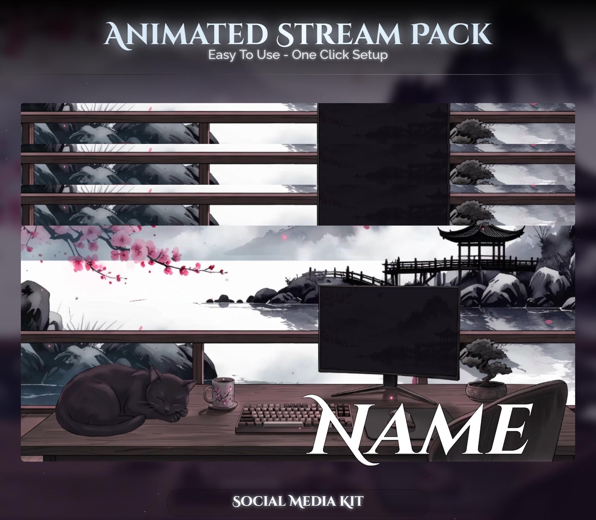 Cat Overlay Animated Stream Package: Twitch, YouTube, Kick — preview photo 10
