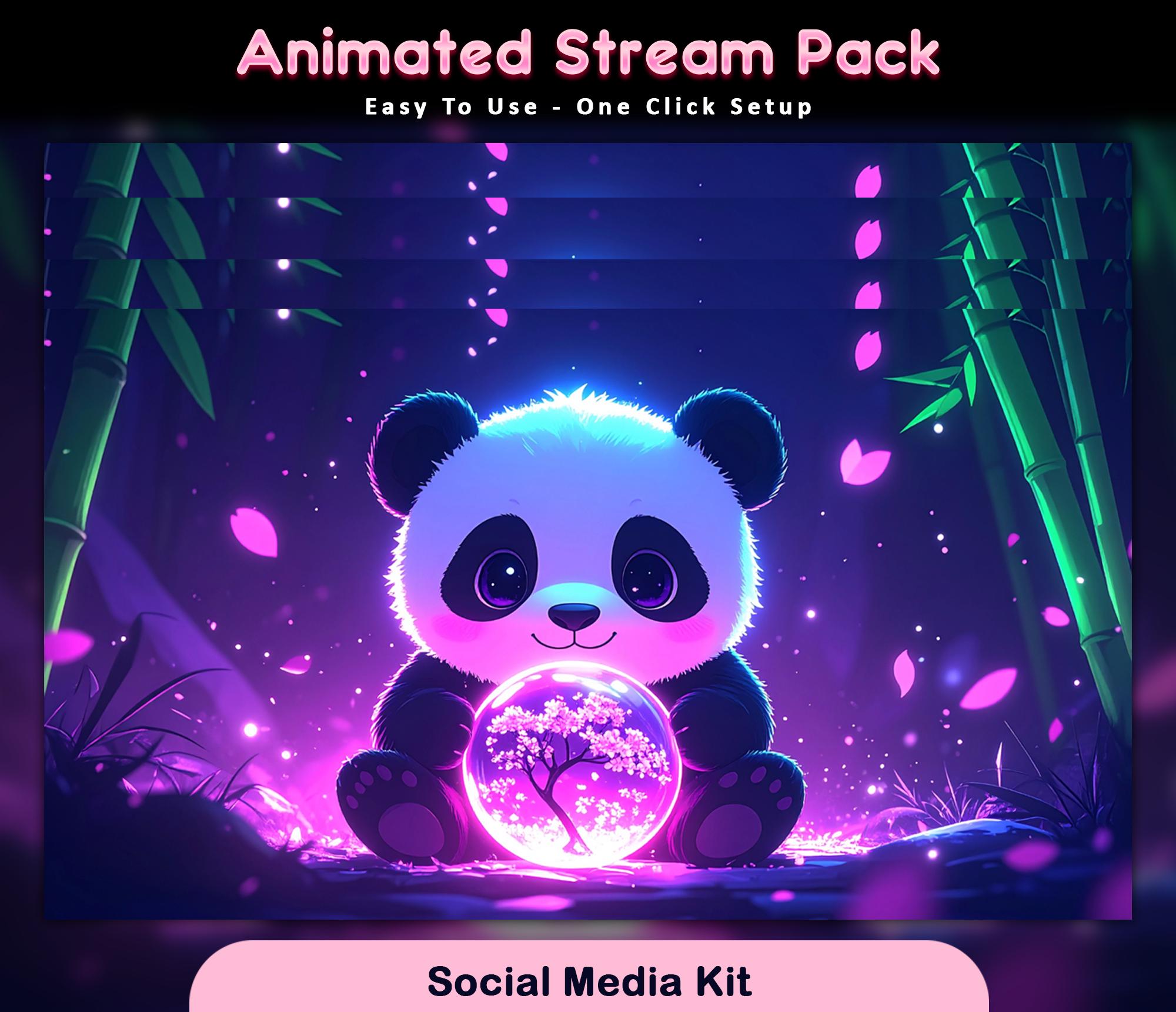 Animated Panda Sakura Stream Overlay Package — preview photo 10