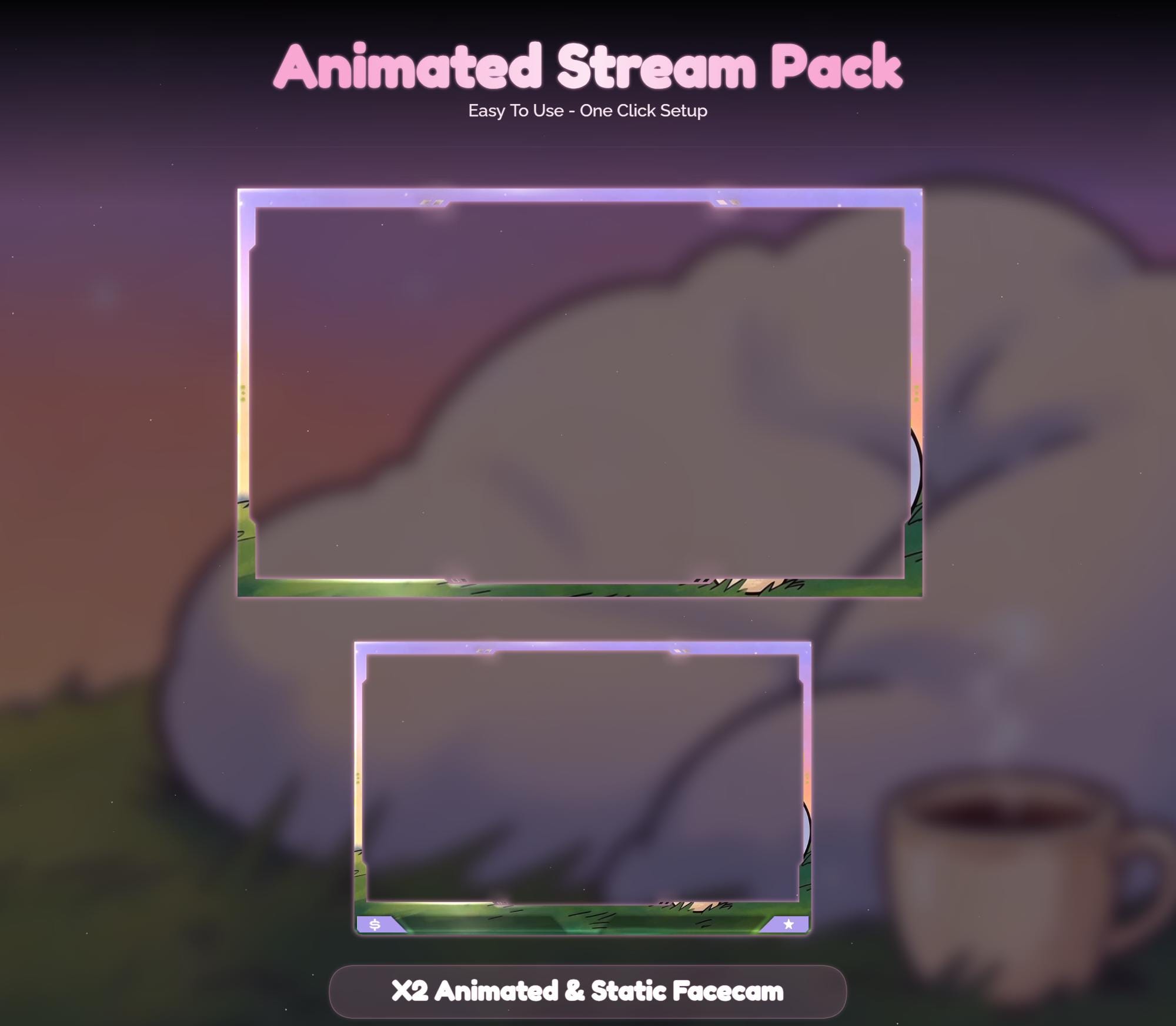 Lofi Sunset Orange Cat Overlay Animated Stream Package: Cozy — preview photo 5