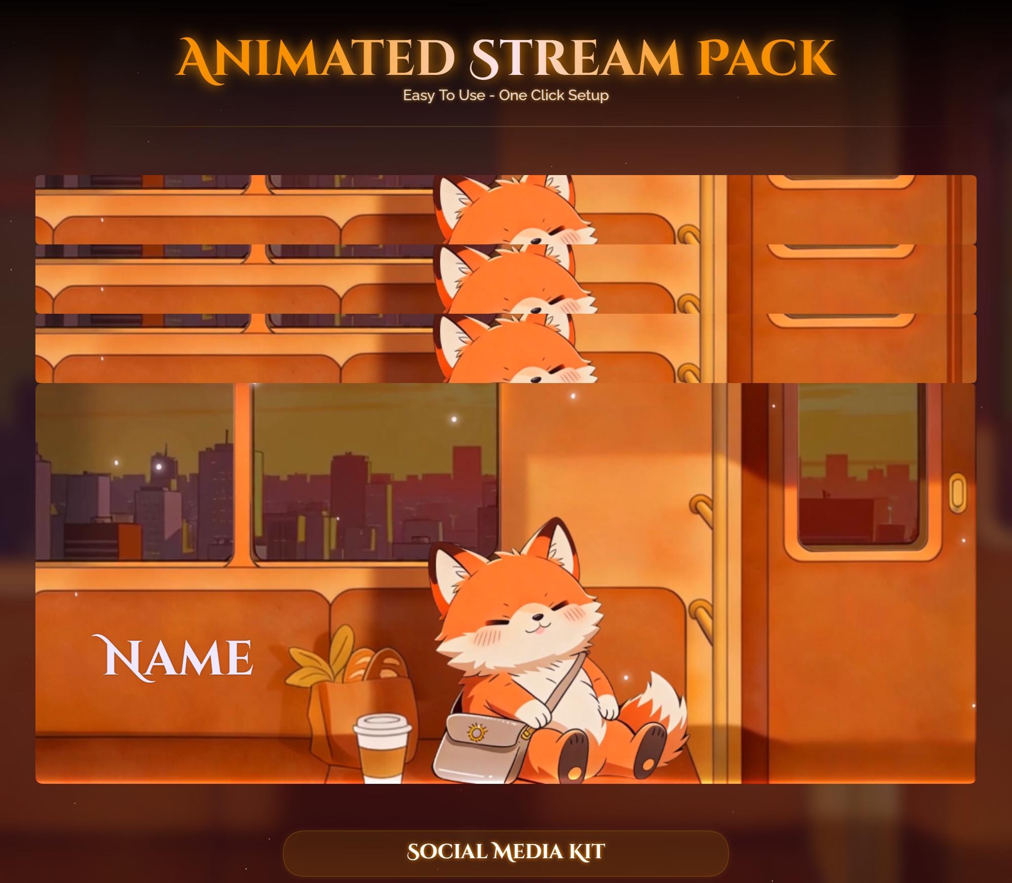 Train Sunset Fox Overlay Animated Stream Package: For Twitch, YouTube, Kick — preview photo 10