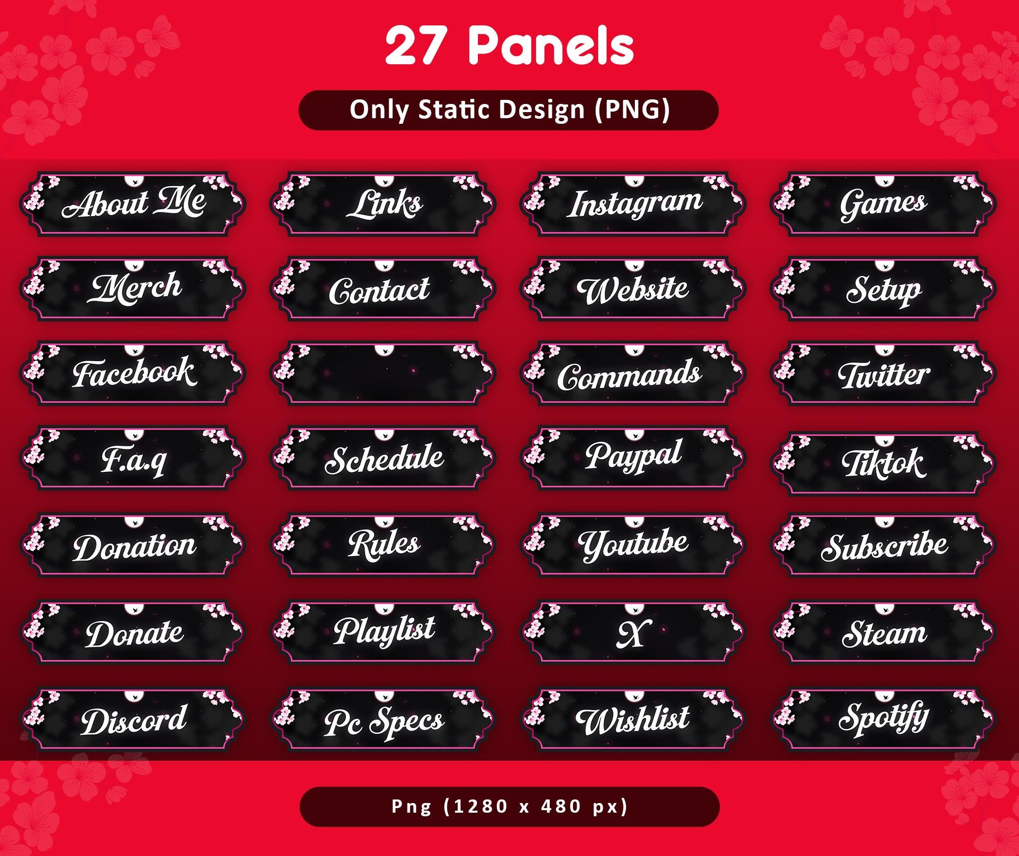 Cherry Blossom Animated Stream Package: Twitch Overlay, YouTube, Kick — preview photo 3