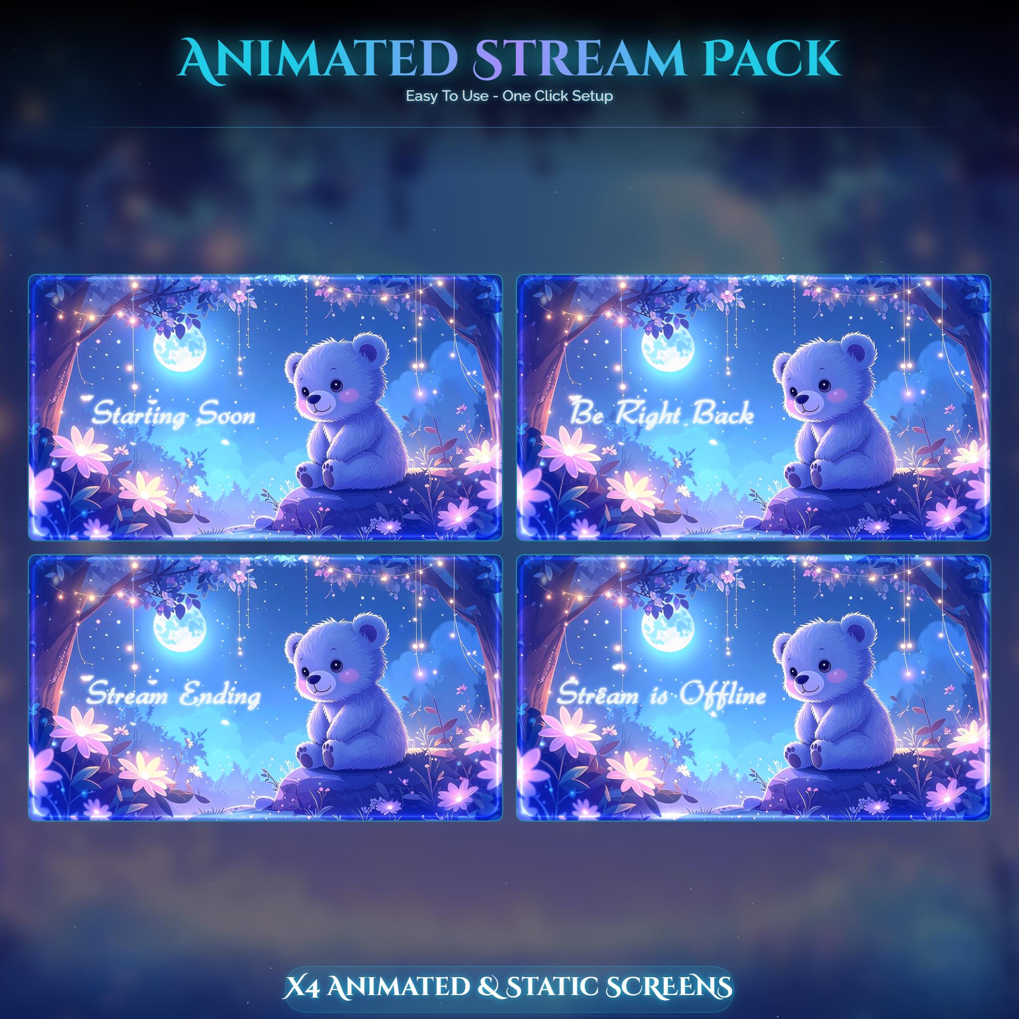 Starry Forest Bear Overlay Animated Stream Package: Twitch Overlay, YouTube, Kick — preview photo 2