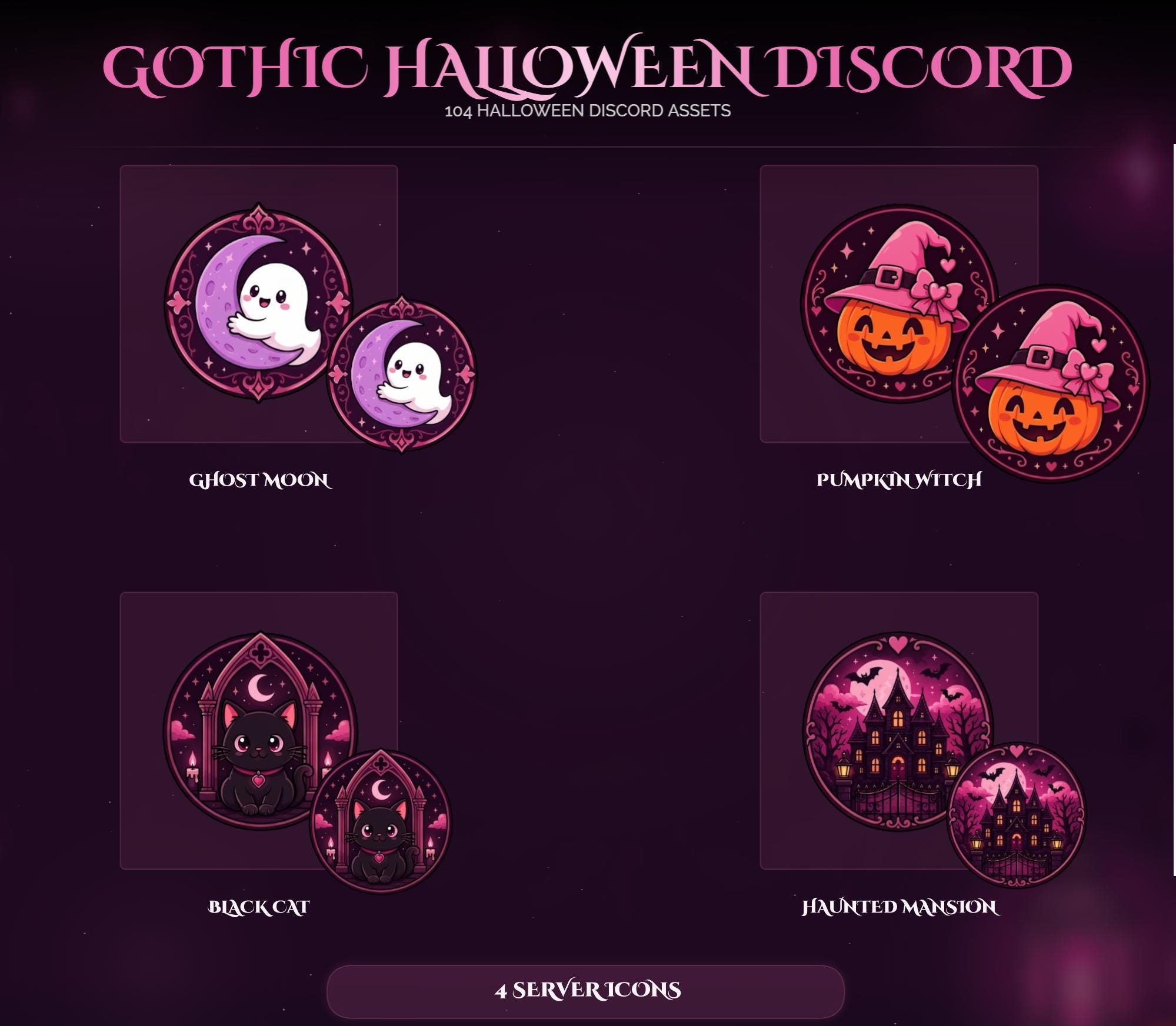 Gothic Halloween Discord Kit: Pink Spooky PNG Icons, Emotes, Stickers (Digital Download) — preview photo 9