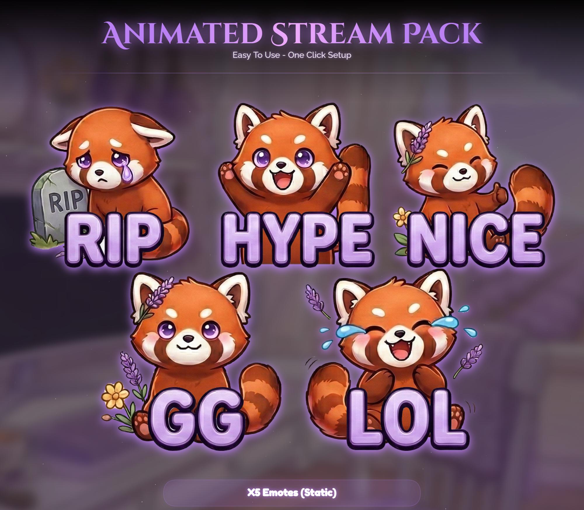 Lavender Spring Red Panda Animated Stream Package — preview photo 9