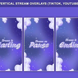 Paquete de superposiciones animadas de nubes moradas para transmisiones de TikTok: Superposiciones para TikTok (descarga digital)