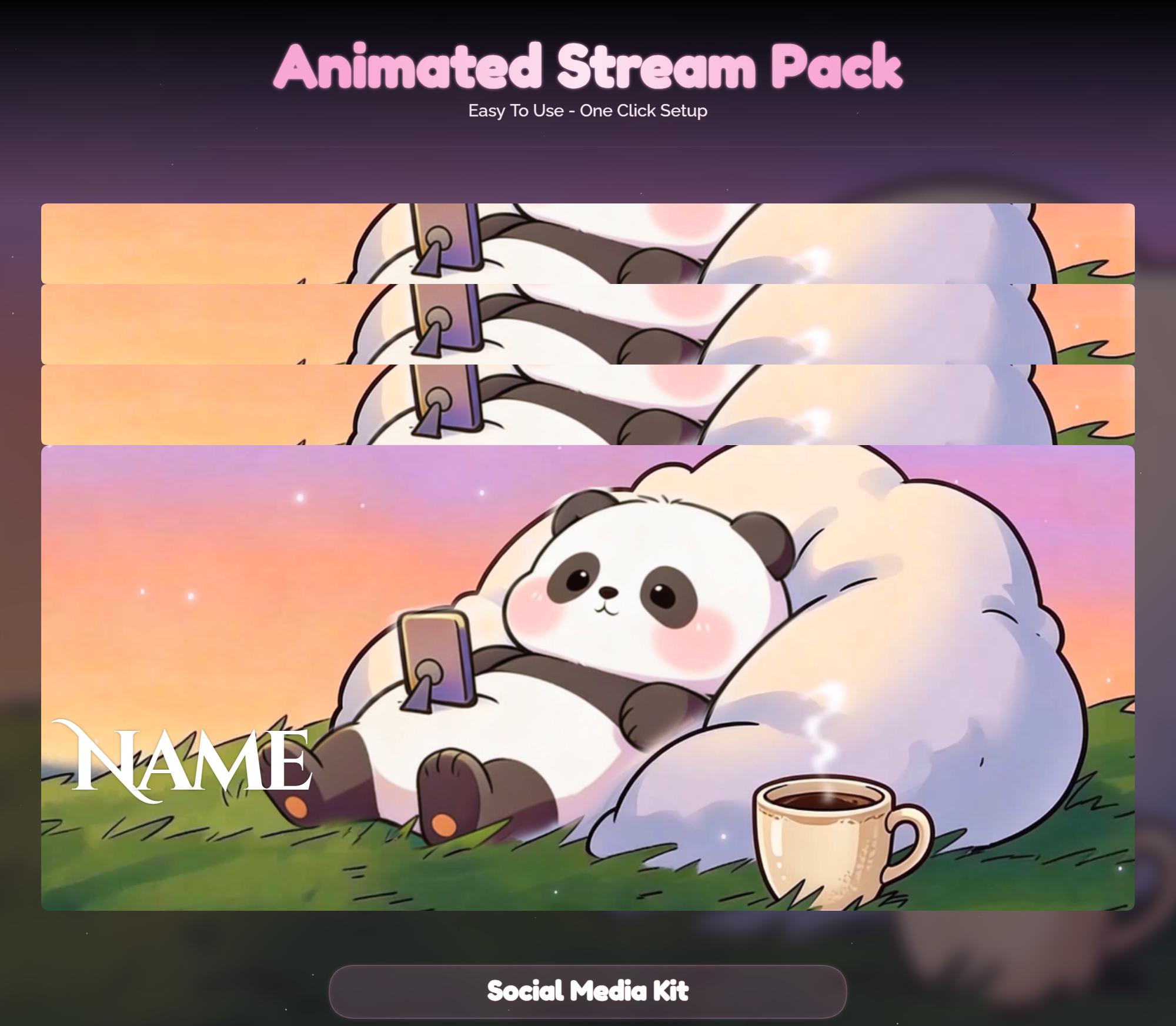 Lofi Sunset Panda Overlay Animated Stream Package: Cozy — preview photo 10