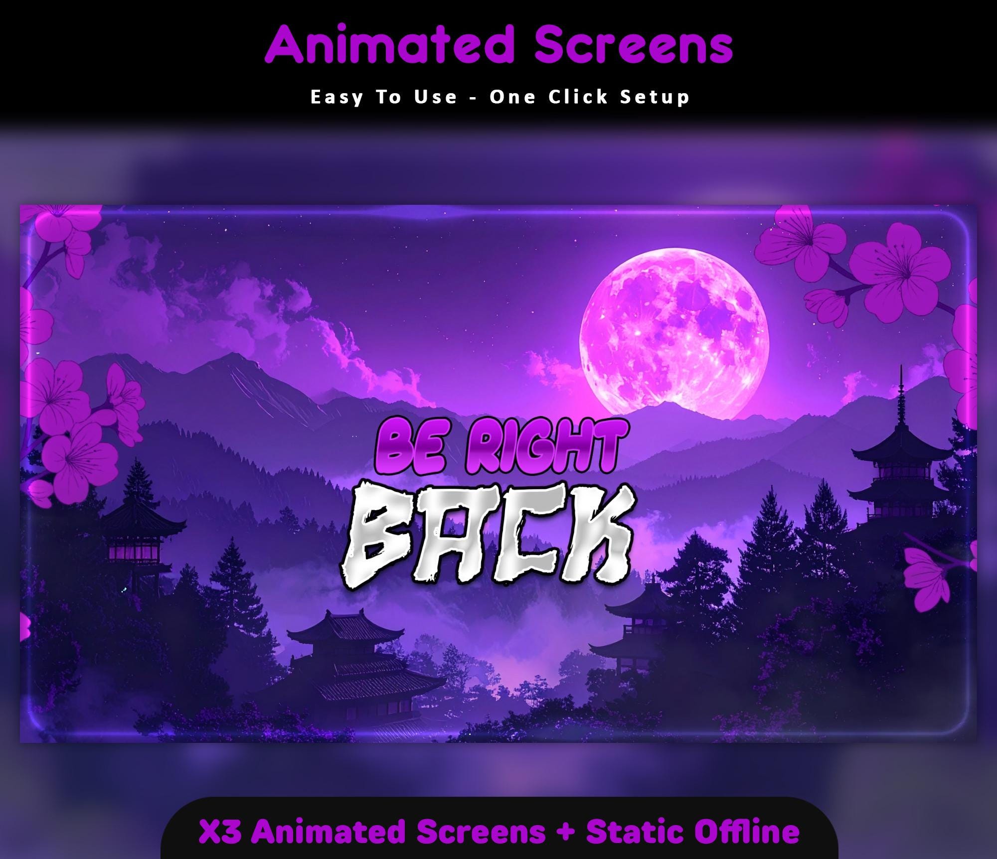 Purple Moon Sakura Twitch Screens — preview photo 3