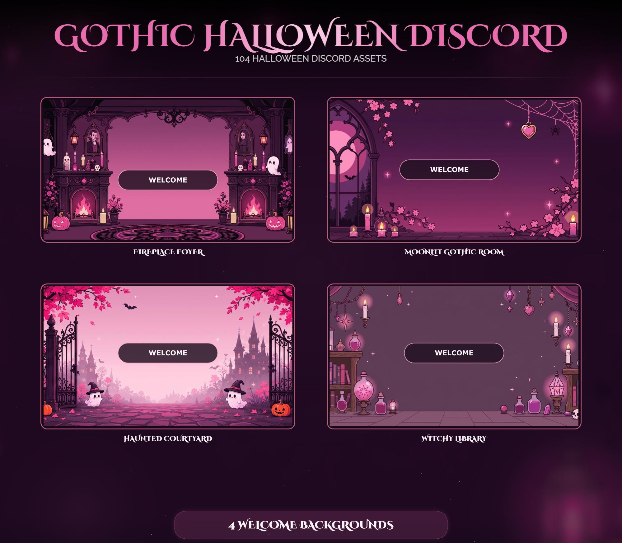 Gothic Halloween Discord Kit: Pink Spooky PNG Icons, Emotes, Stickers (Digital Download) — preview photo 5