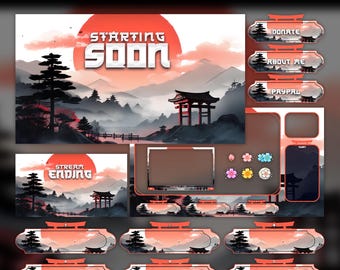 Moonlit Samurai Animated Stream Package: Twitch Overlay, YouTube, Kick | Japanese Overlays