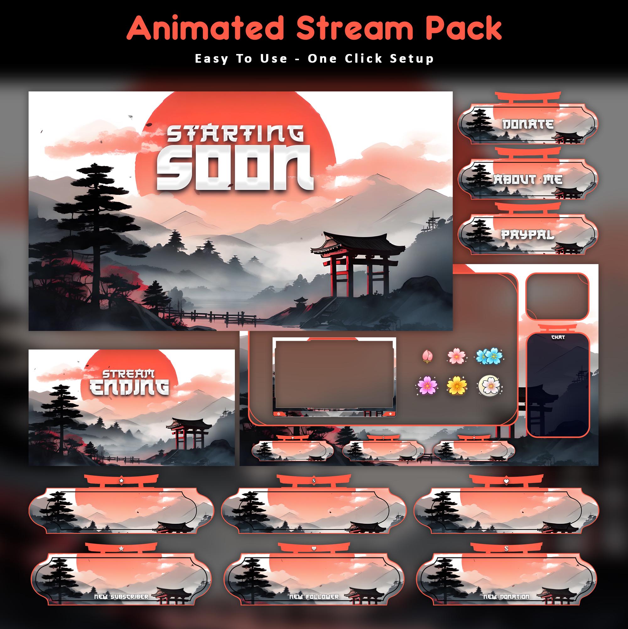 Moonlit Samurai Animated Stream Package: Twitch Overlay, YouTube, Kick
