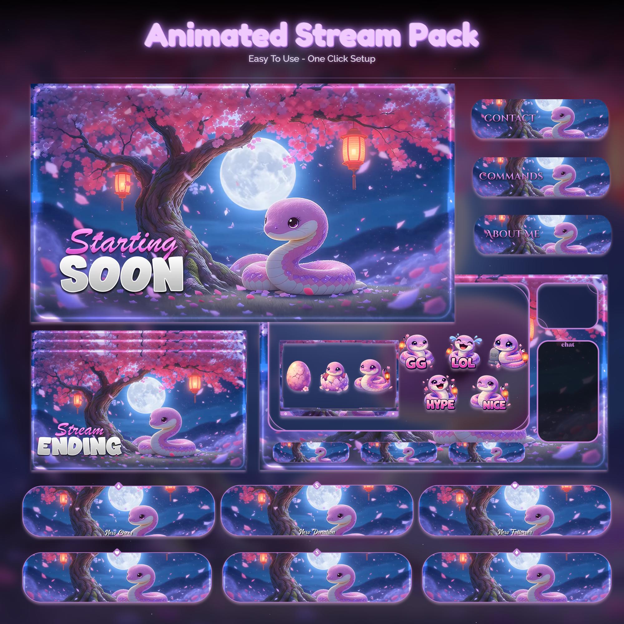 Sakura Snake Night Animated Stream Package