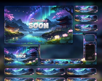 Dream Sakura Animated Stream Package: Twitch Overlay, YouTube, Kick  | Japanese Overlays