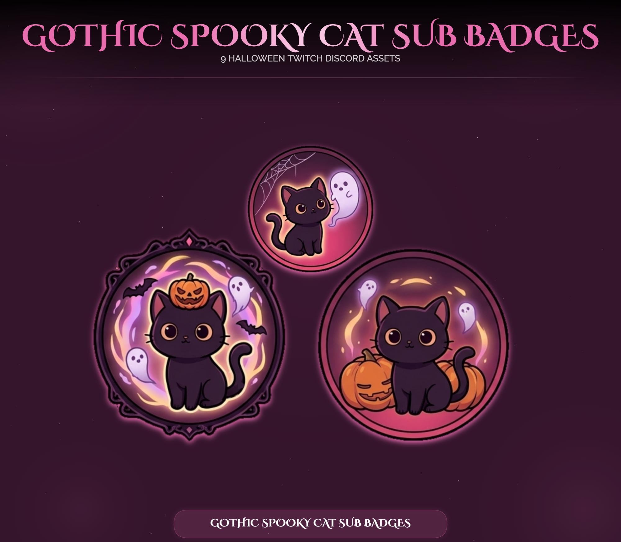 Gothic Halloween Cat Sub Badges — preview photo 5