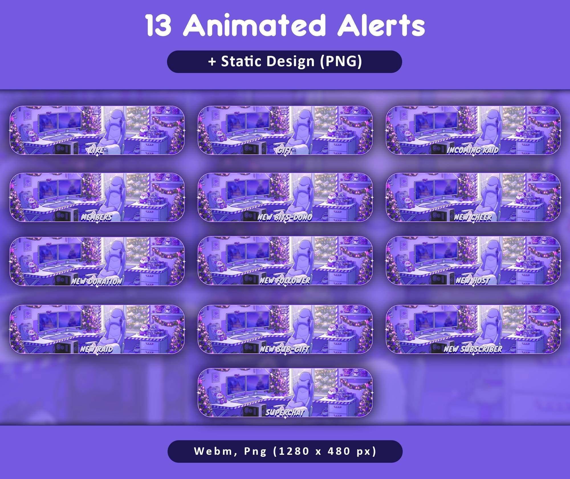 Purple Cat Overlay Animated Stream Pack — preview photo 6