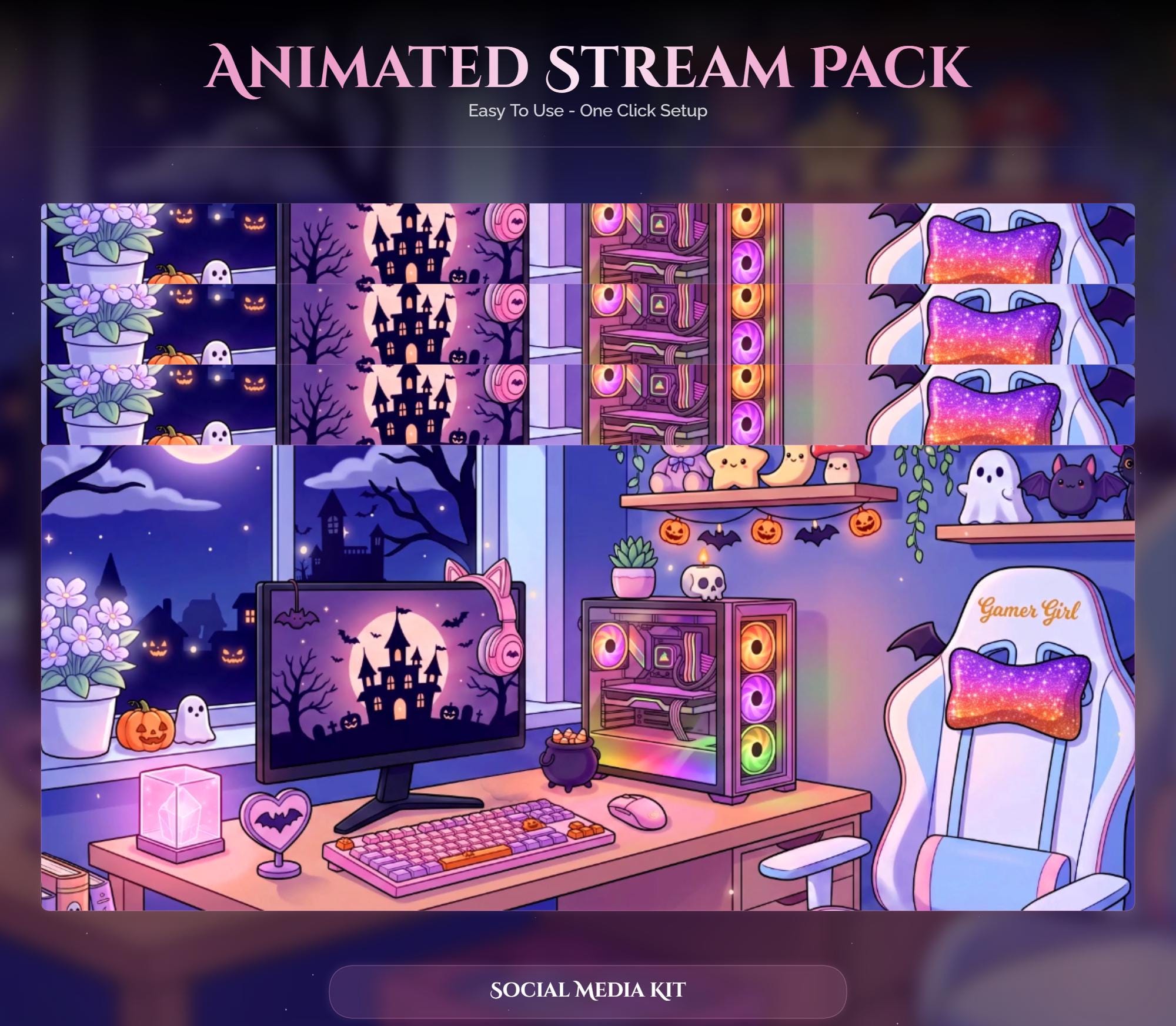 Animated Spooky Halloween Twitch Overlay Pack — preview photo 10