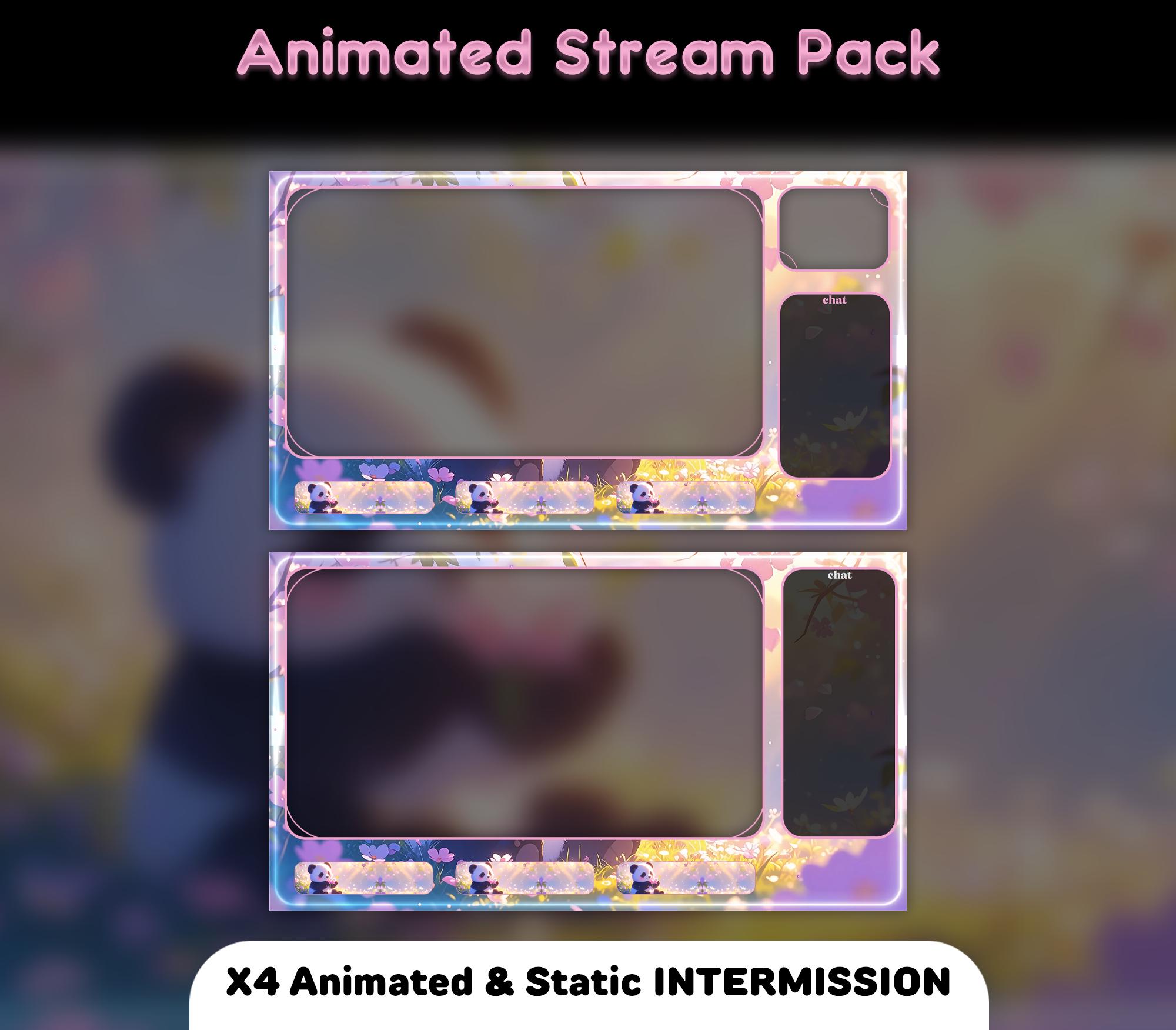 Blossom Panda Animated Stream Package: For Twitch Overlay, YouTube, Kick — preview photo 3