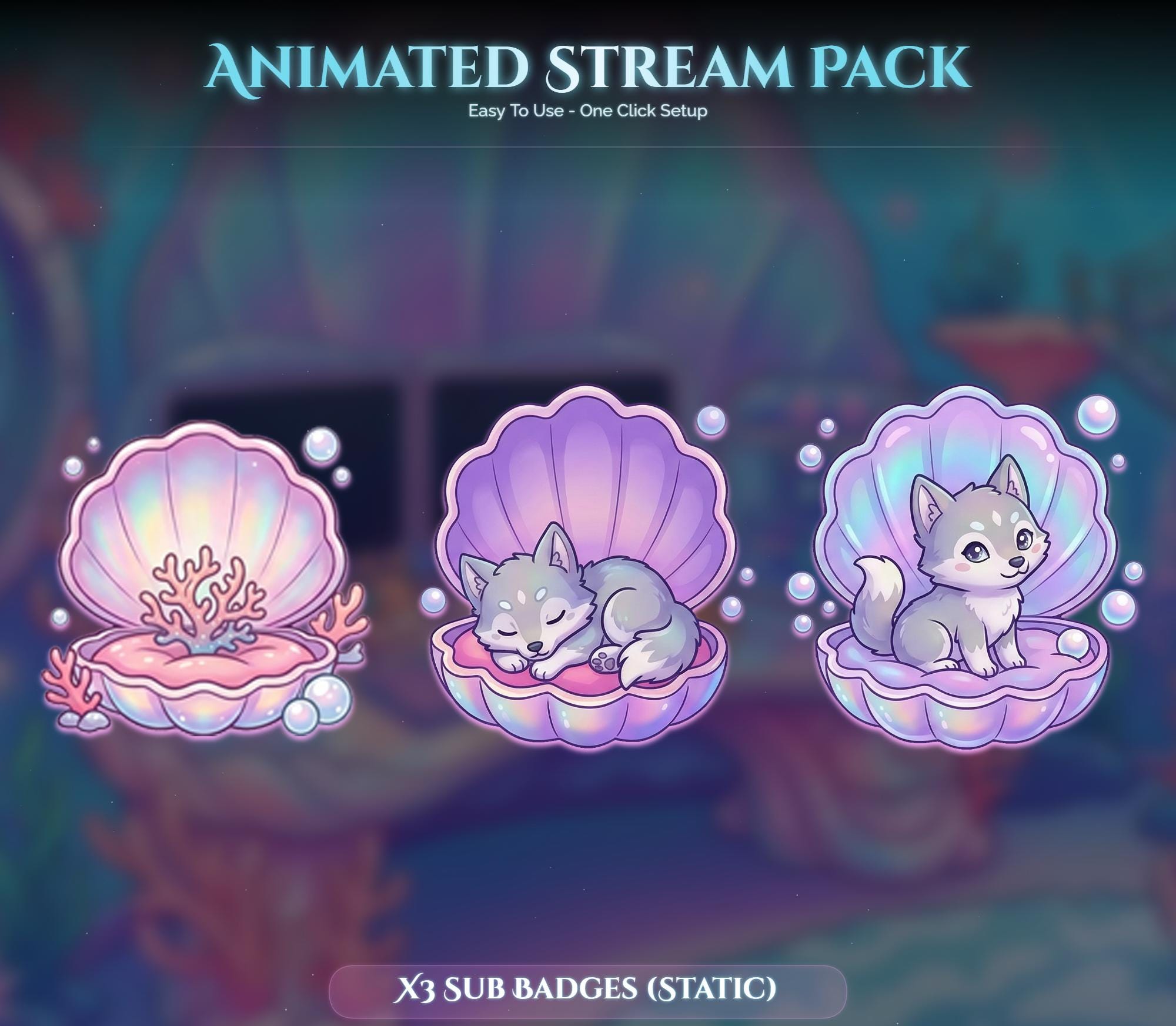 Wolf Under Sea Room Animated Stream Package — preview photo 8