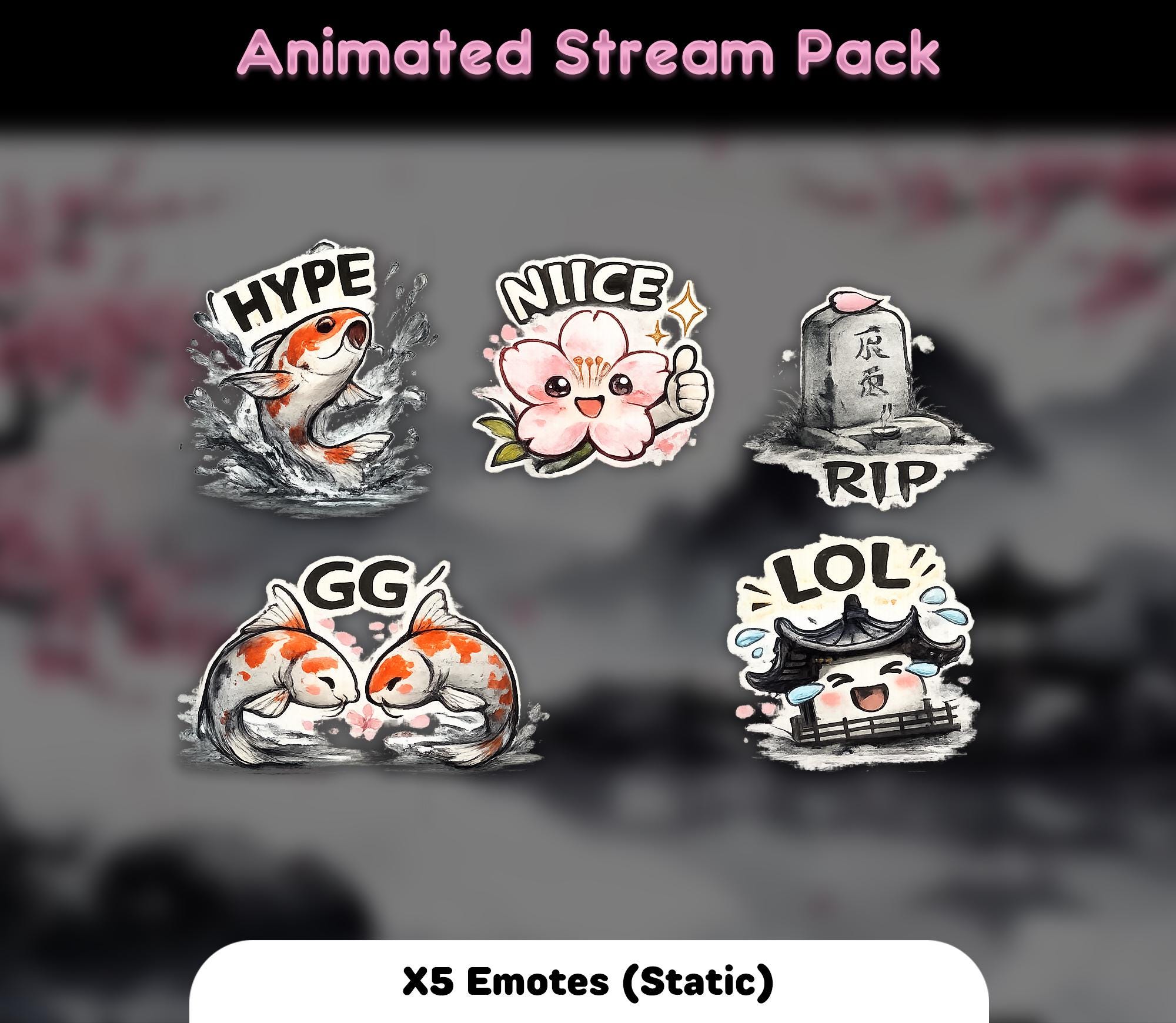 Animated Cherry Blossom Stream Overlay Package — preview photo 7