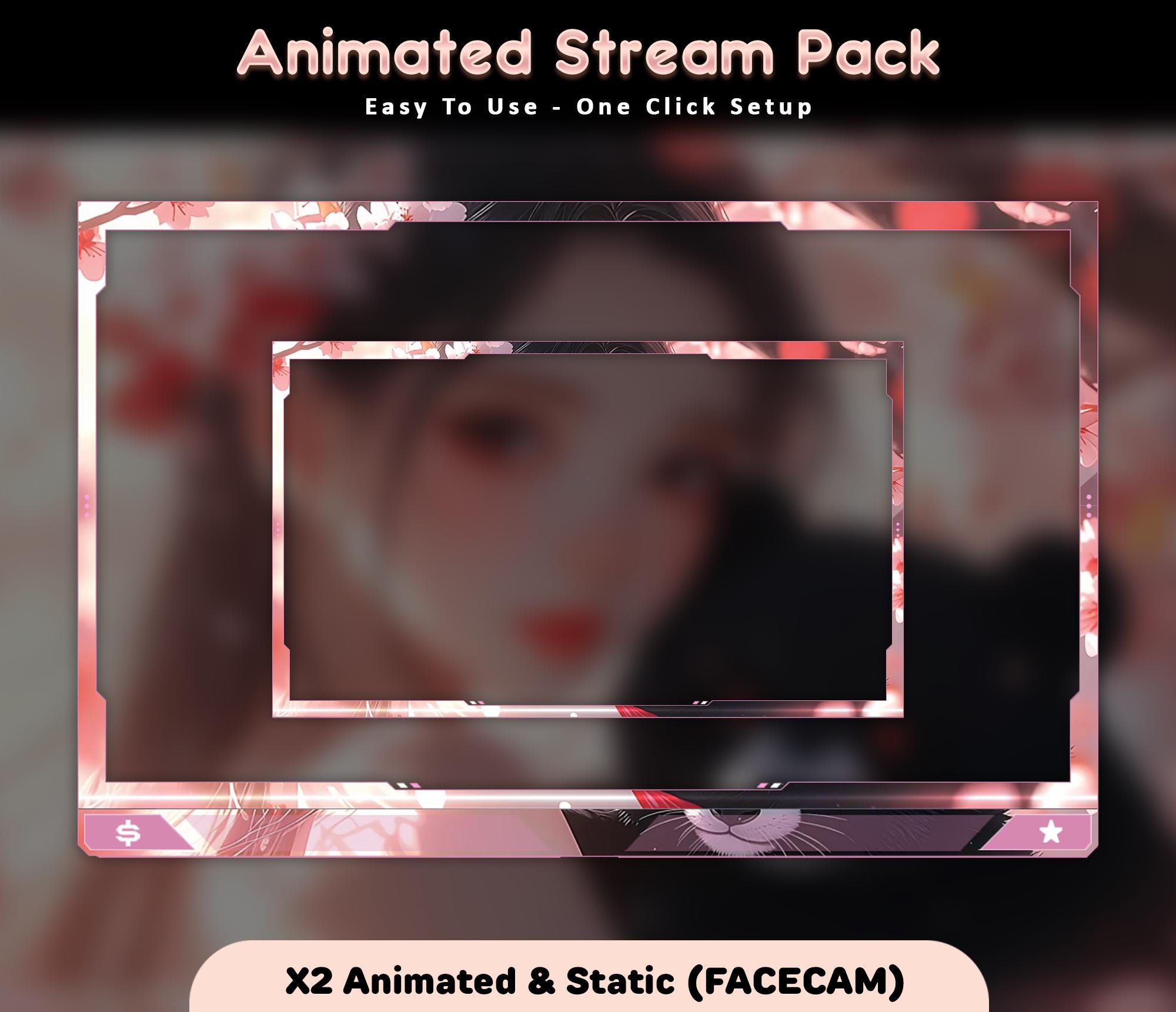 Sakura Panda Animated Stream Overlay Pack (Twitch/YouTube/Kick) — preview photo 3