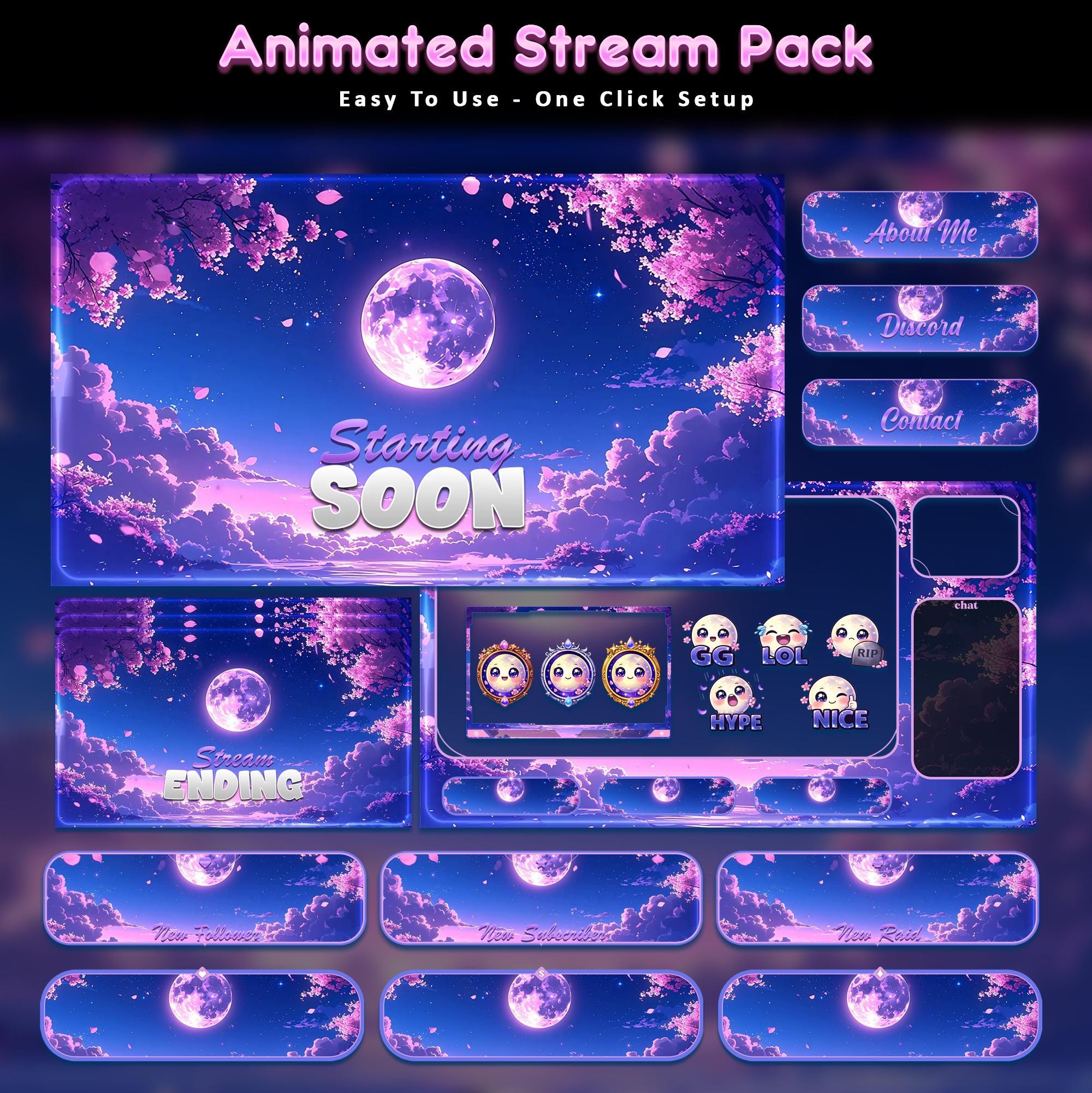 Sakura Moon Animated Stream Pack